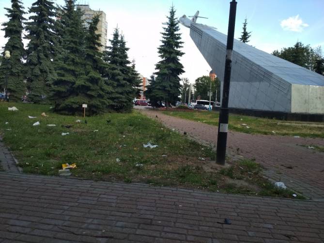 В Брянске сквер у памятника Летчикам превратили в свинарник