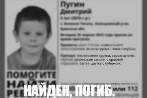 В Брянской области нашли погибшим пропавшего 5-летнего мальчика