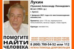 В Брянске начались поиски пропавшего почти год назад 68-летнего Александра Лукина