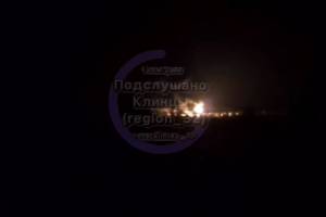 Опубликовано видео с места крупного пожара на складе нефтепродуктов под Суражом
