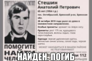 В Брянске найден погибшим пропавший 65-летний Анатолий Стешин