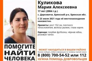 В Брянске нашли живой 17-летнюю Марию Куликову