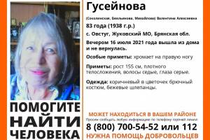 На Брянщине ищут пропавшую 83-летнюю Валентину Гусейнову