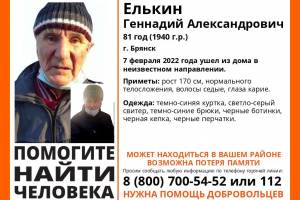 В Брянске пропал 81-летний Геннадий Елькин