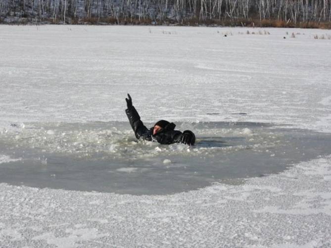 На озере в Дубровском районе полицейские спасли провалившегося под лед рыбака