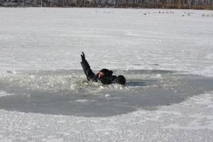 На озере в Дубровском районе полицейские спасли провалившегося под лед рыбака