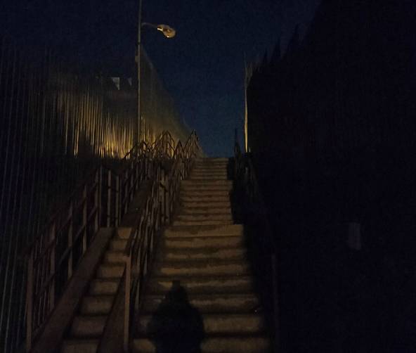 Жители Брянска пожаловались на погрузившуюся во тьму лестницу на Флотской