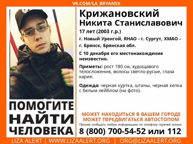 В Брянской области разыскивают 17-летнего автостопщика