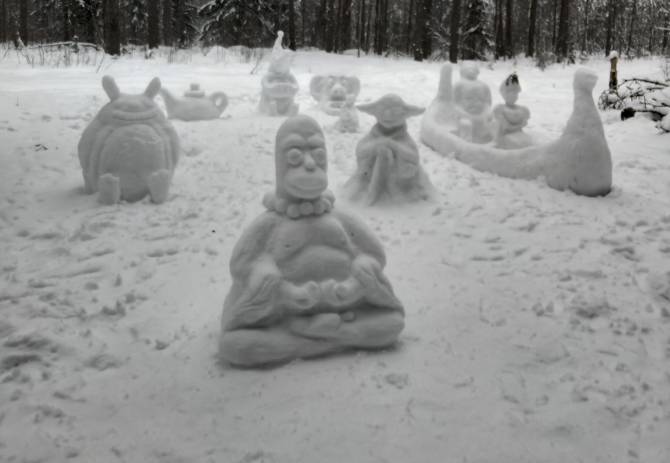 В Сельцо появилась сказочная поляна снеговиков с Мастером Йода