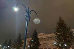 В Брянске на Набережной вандал оторвал фонарный плафон