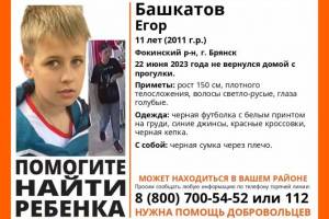 Пропавшего в Брянске 11-летнего Егора Башкатова нашли живым