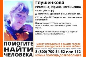 В Брянской области пропала 41-летняя Ирина Глушенкова