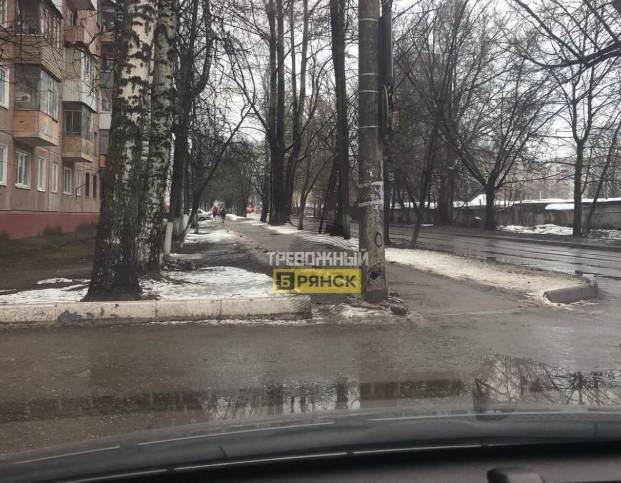В Брянске на улице Костычева заметили опасный столб