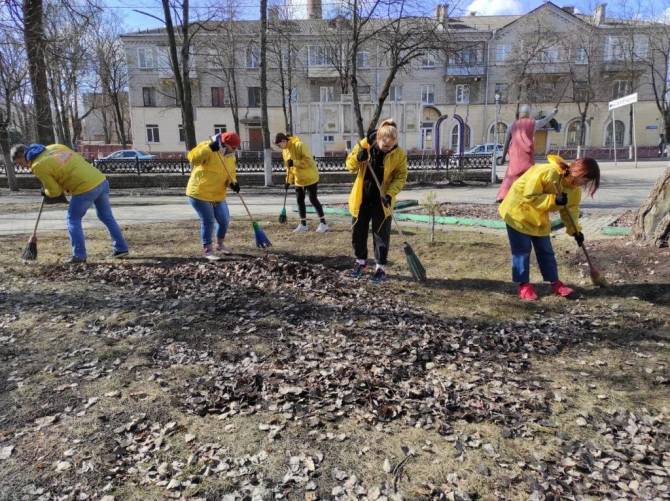 Члены молодежного совета при мэре Брянска пришли с метлами в парк