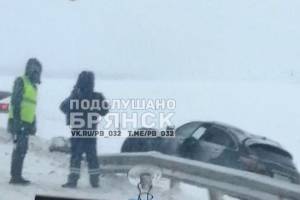 Из-за снегопада на трассе Брянск-Новозыбков легковушка вылетела с дороги