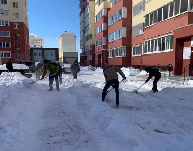 В Брянске жители микрорайона «Деснаград» очистили свой двор от снега